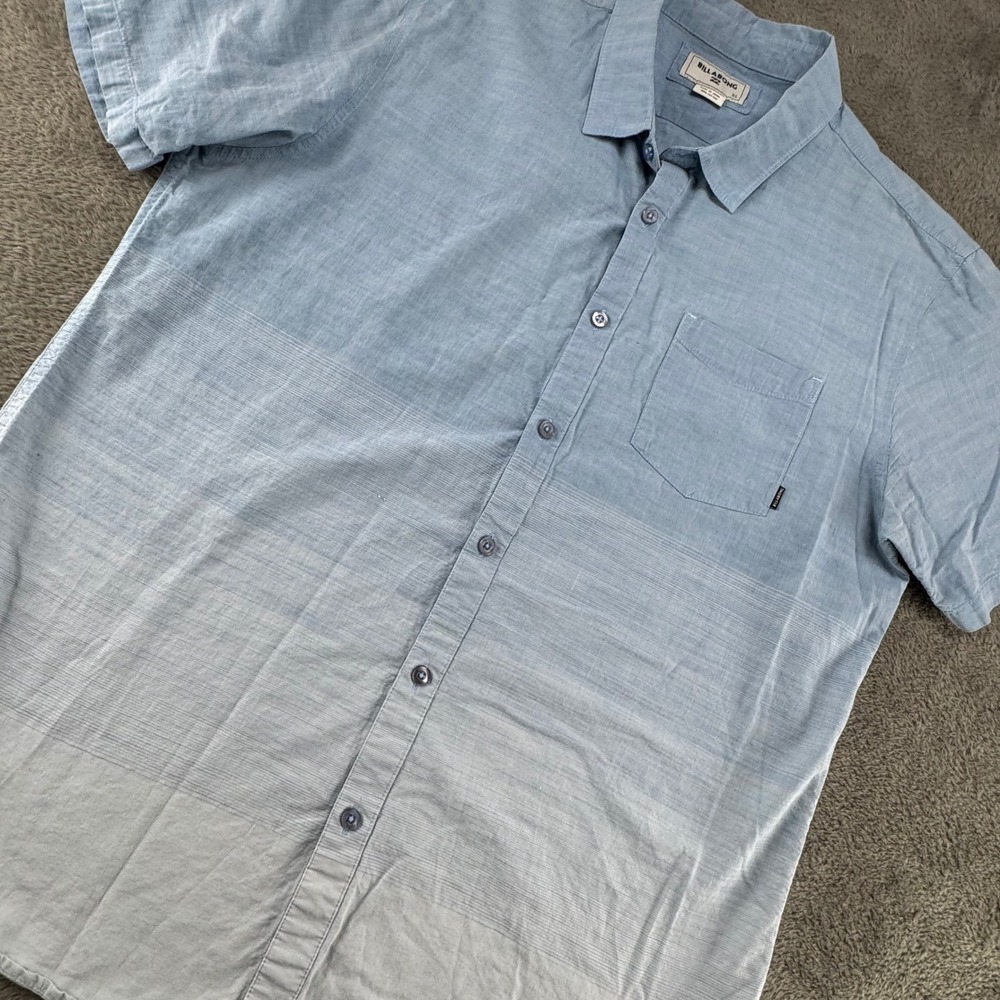 Billabong Button Down Shirt Mens‎ XL Blue Ombre Short Sleeve Cotton Excellent